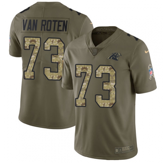 Men's Nike Carolina Panthers #73 Greg Van Roten Limited Olive Camo 2017 Salute to Service NFL Jersey