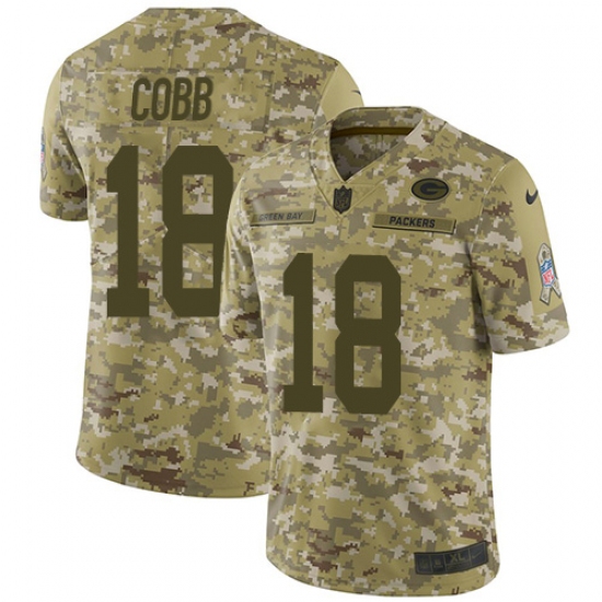 Youth Nike Green Bay Packers #18 Randall Cobb Limited Camo 2018 Salute to Service NFL Jersey - Ujersey