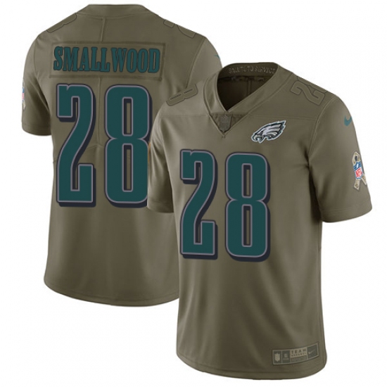 Men's Nike Philadelphia Eagles #28 Wendell Smallwood Limited Olive 2017 Salute to Service NFL Jersey - Ujersey