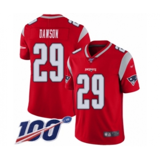 Youth New England Patriots #29 Duke Dawson Limited Red Inverted Legend 100th Season Football Jersey - Ujersey
