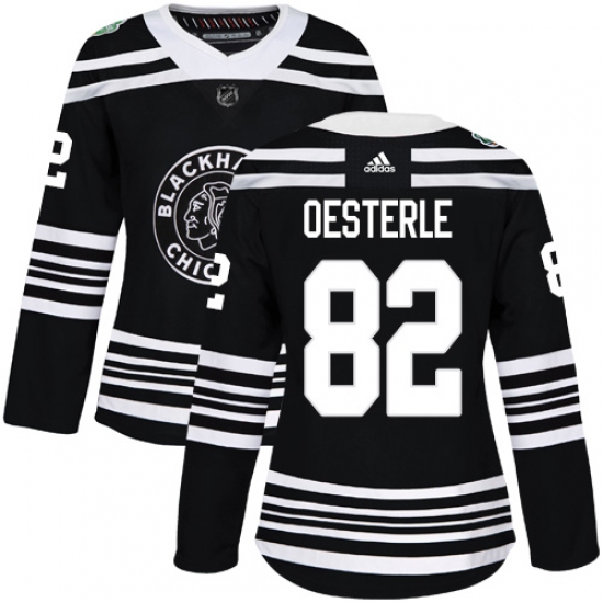 Women's Adidas Chicago Blackhawks #82 Jordan Oesterle Authentic Black 2019 Winter Classic NHL Jersey - Ujersey
