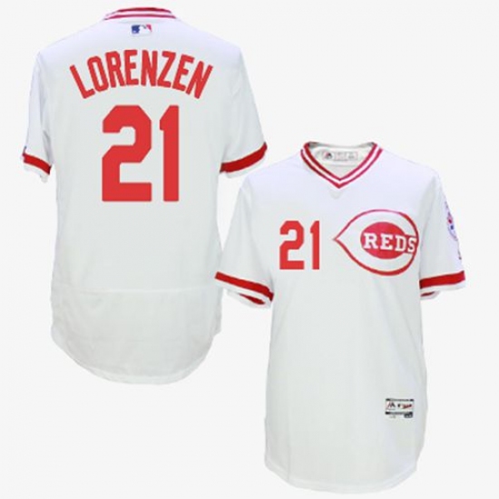 Men's Majestic Cincinnati Reds #21 Michael Lorenzen White Flexbase Authentic Collection Cooperstown MLB Jersey - Ujersey
