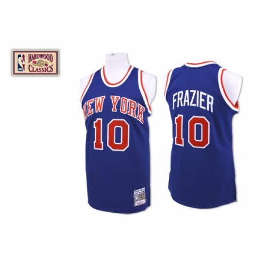 Men's Mitchell and Ness New York Knicks #10 Walt Frazier Swingman Royal Blue Throwback NBA Jersey - Ujersey