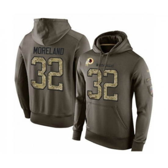 Football Men's Washington Redskins #32 Jimmy Moreland Green Salute To Service Pullover Hoodie - Ujersey