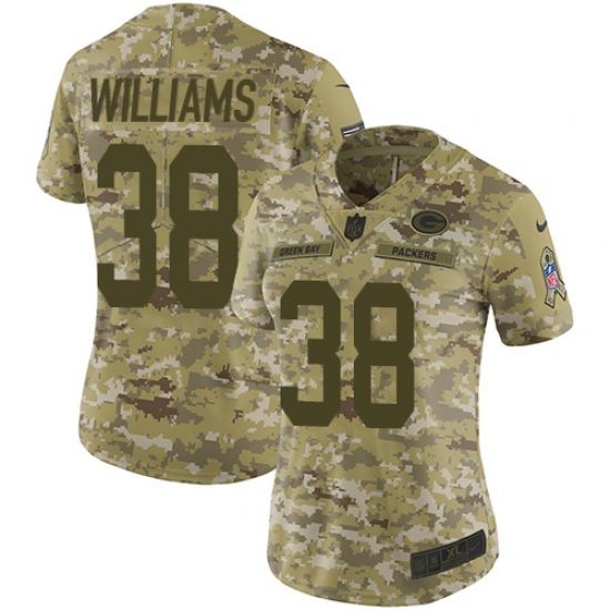 Women's Nike Green Bay Packers #38 Tramon Williams Limited Camo 2018 Salute to Service NFL Jersey - Ujersey