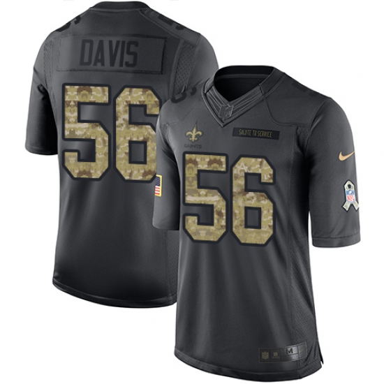 Youth Nike New Orleans Saints #56 DeMario Davis Limited Black 2016 Salute to Service NFL Jersey - Ujersey