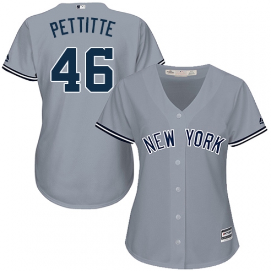 Women's Majestic New York Yankees #46 Andy Pettitte Authentic Grey Road MLB Jersey - Ujersey