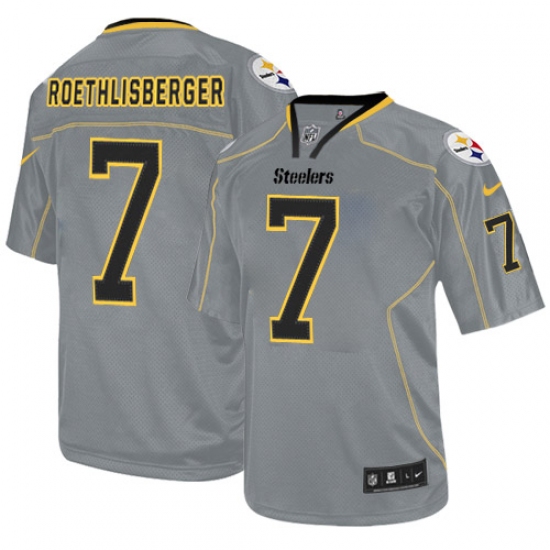 Men's Nike Pittsburgh Steelers #7 Ben Roethlisberger Elite Lights Out Grey NFL Jersey - Ujersey
