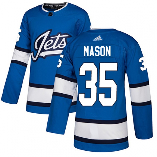 Youth Adidas Winnipeg Jets #35 Steve Mason Authentic Blue Alternate NHL Jersey - Ujersey