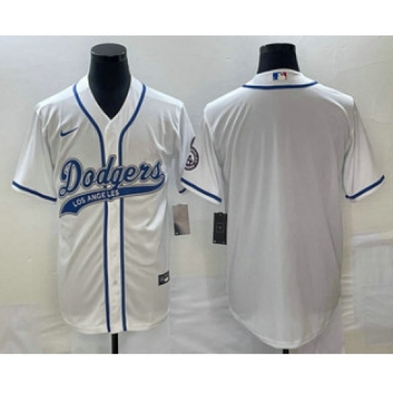 Men's Los Angeles Dodgers White Blank With Patch Cool Base Stitched Baseball Jerseys - Ujersey