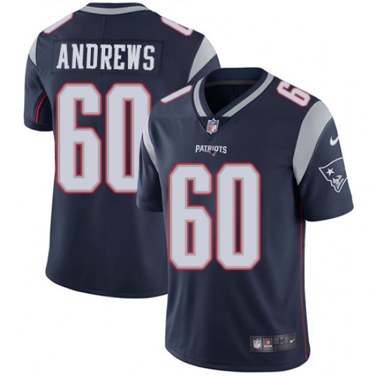Youth Nike New England Patriots #60 David Andrews Navy Blue Team Color Vapor Untouchable Limited Player NFL Jersey - Ujersey