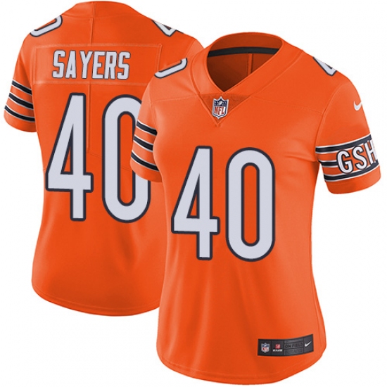 Women's Nike Chicago Bears #40 Gale Sayers Limited Orange Rush Vapor Untouchable NFL Jersey - Ujersey