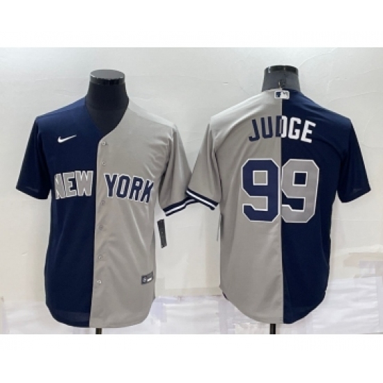 Men's New York Yankees #99 Aaron Judge Navy Blue Grey Two Tone Stitched Throwback Nike Jersey - Ujersey