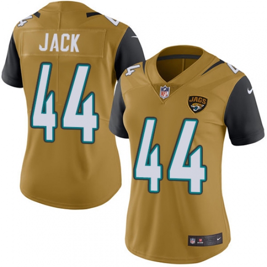 Women's Nike Jacksonville Jaguars #44 Myles Jack Limited Gold Rush Vapor Untouchable NFL Jersey - Ujersey