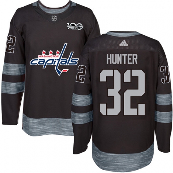 Men's Adidas Washington Capitals #32 Dale Hunter Premier Black 1917-2017 100th Anniversary NHL Jersey - Ujersey