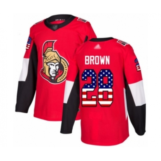 Men's Ottawa Senators #28 Connor Brown Authentic Red USA Flag Fashion Hockey Jersey - Ujersey