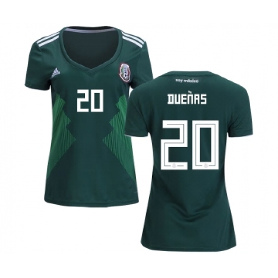 Women's Mexico #20 Duenas Home Soccer Country Jersey