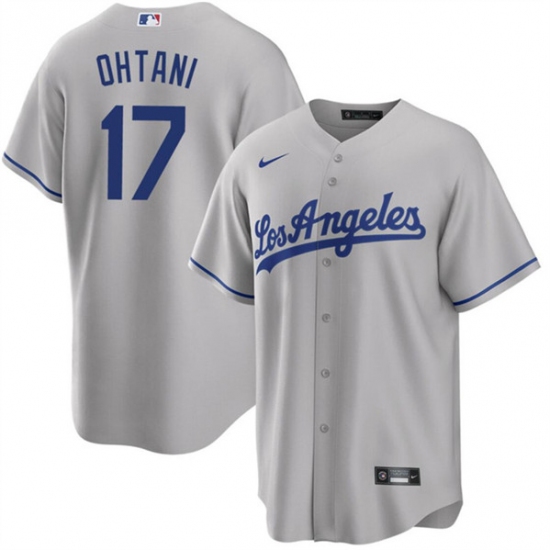 Men's Los Angeles Dodgers #17 Shohei Ohtani Gray Cool Base Stitched Jersey - ujerseystore