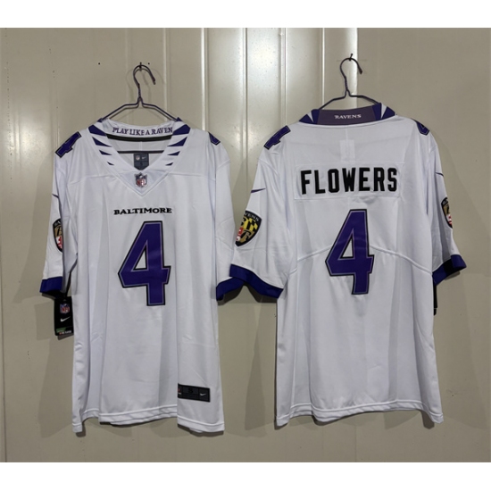 Men's Baltimore Ravens #4 Zay Flowers White 2026 Alternate Vapor Limited Football Stitched Jersey - Ujersey