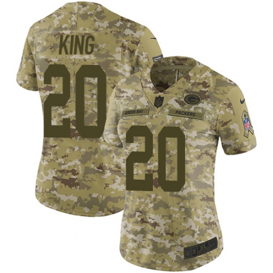 Women's Nike Green Bay Packers #20 Kevin King Limited Camo 2018 Salute to Service NFL Jersey - Ujersey