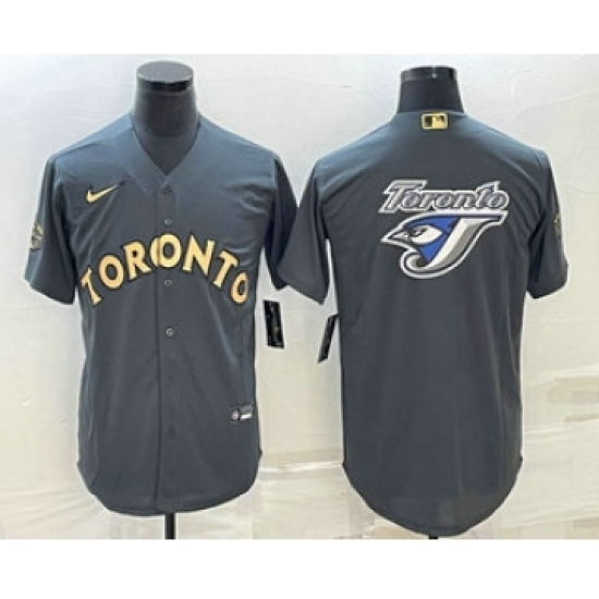 Men's Toronto Blue Jays Big Logo Grey 2022 All Star Stitched Cool Base Nike Jersey - Ujersey