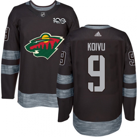 Men's Adidas Minnesota Wild #9 Mikko Koivu Premier Black 1917-2017 100th Anniversary NHL Jersey - Ujersey