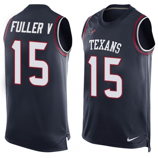 Men's Nike Houston Texans #15 Will Fuller V Limited Navy Blue Player Name & Number Tank Top NFL Jersey - Ujersey