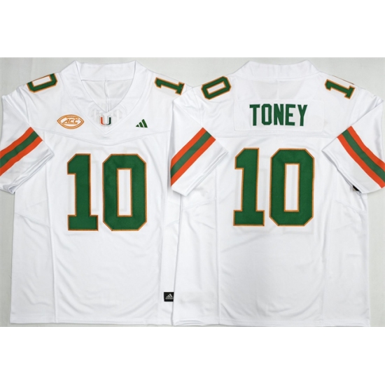 Men's Miami Hurricanes #10 Malachi Toney White F.U.S.E. 2026 Stitched Football Jersey - Ujersey