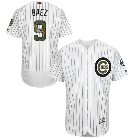 Men's Majestic Chicago Cubs #9 Javier Baez Authentic White 2016 Memorial Day Fashion Flex Base MLB Jersey - Ujersey