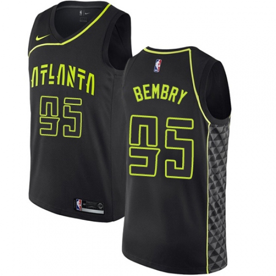 Women's Nike Atlanta Hawks #95 DeAndre' Bembry Swingman Black NBA Jersey - City Edition - Ujersey