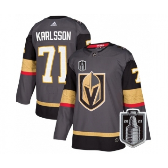 Men's Vegas Golden Knights #71 William Karlsson Gray 2023 Stanley Cup Final Stitched Jersey - Ujersey