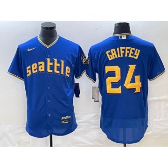 Men's Seattle Mariners #24 Ken Griffey Blue 2023 City Connect Flex Base Stitched Jersey - Ujersey