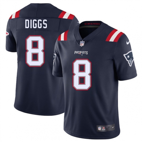 Men's New England Patriots #8 Stefon Diggs Navy 2025 Vapor Limited Football Stitched Jersey - Ujersey