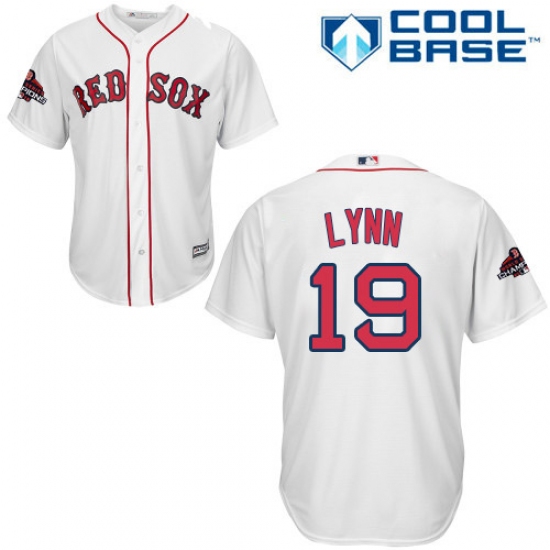 Youth Majestic Boston Red Sox #19 Fred Lynn Authentic White Home Cool Base 2018 World Series Champions MLB Jersey - Ujersey