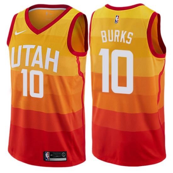 Men's Nike Utah Jazz #10 Alec Burks Swingman Orange NBA Jersey - City Edition - Ujersey