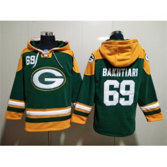 Men's Green Bay Packers #69 David Bakhtiari Green Lace-Up Pullover Hoodie - Ujersey