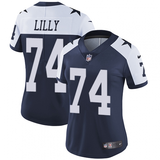 Women's Nike Dallas Cowboys #74 Bob Lilly Navy Blue Throwback Alternate Vapor Untouchable Limited Player NFL Jersey - Ujersey