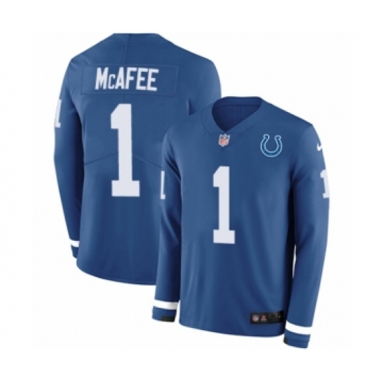 Youth Nike Indianapolis Colts #1 Pat McAfee Limited Blue Therma Long Sleeve NFL Jersey - Ujersey
