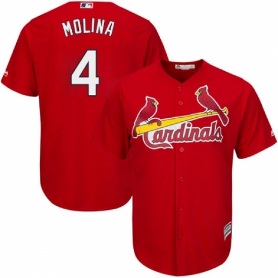 Men's Majestic St. Louis Cardinals #4 Yadier Molina Replica Red Cool Base MLB Jersey - Ujersey