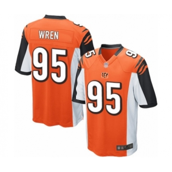 Men's Cincinnati Bengals #95 Renell Wren Game Orange Alternate Football Jersey - Ujersey