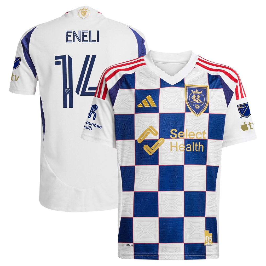 Men's Real Salt Lake Emeka Eneli adidas White 2025 Grid City On-Field Authentic Jersey - Ujersey
