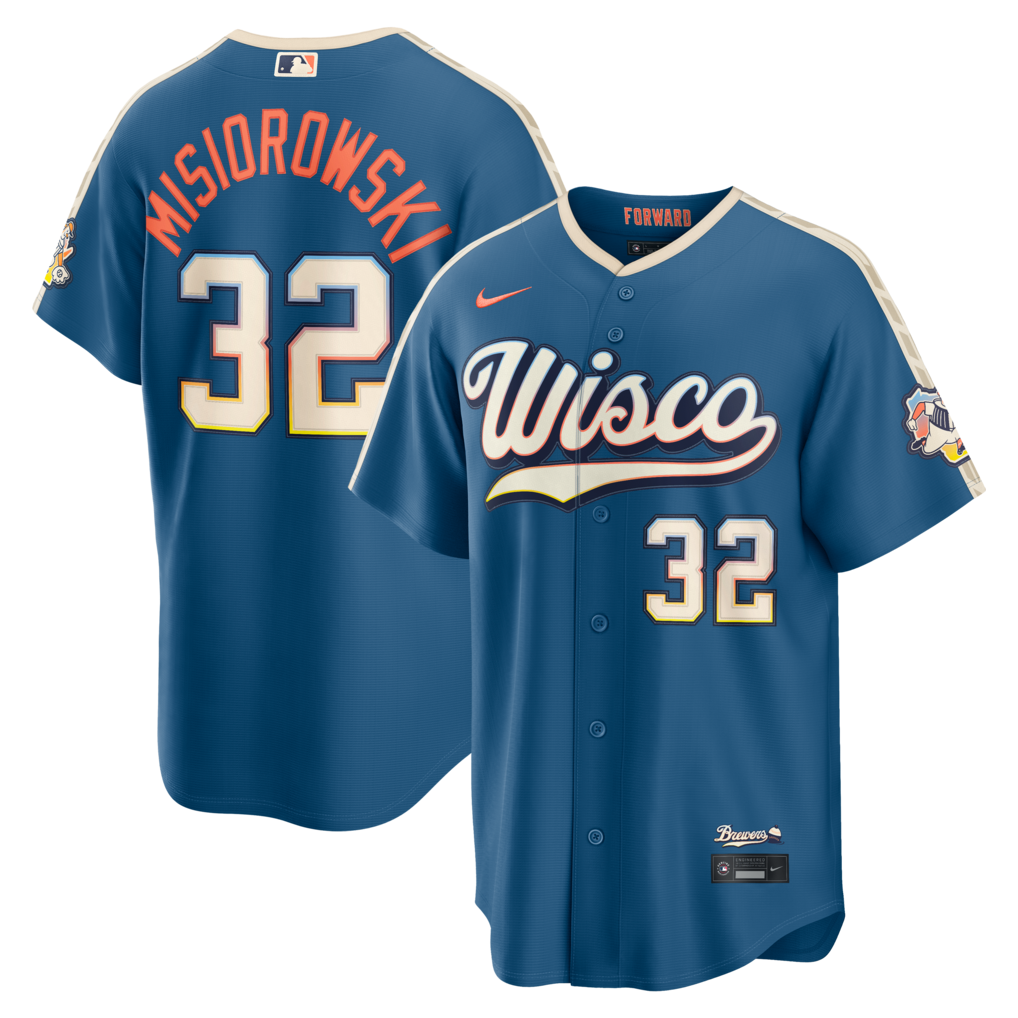 Men's Milwaukee Brewers Jacob Misiorowski Nike Mineral Blue 2026 City Connect Stadium Jersey - Ujersey