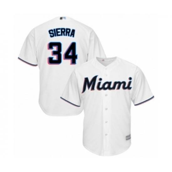 Youth Miami Marlins #34 Magneuris Sierra Authentic White Home Cool Base Baseball Player Jersey - Ujersey
