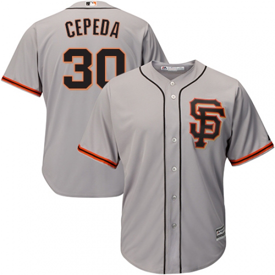 Youth Majestic San Francisco Giants #30 Orlando Cepeda Replica Grey Road 2 Cool Base MLB Jersey - Ujersey