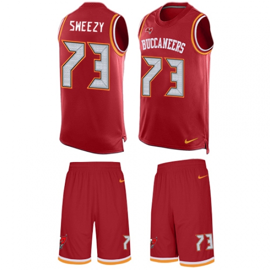 Men's Nike Tampa Bay Buccaneers #73 J. R. Sweezy Limited Red Tank Top Suit NFL Jersey - Ujersey