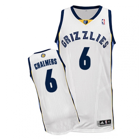 Men's Adidas Memphis Grizzlies #6 Mario Chalmers Authentic White Home NBA Jersey - Ujersey