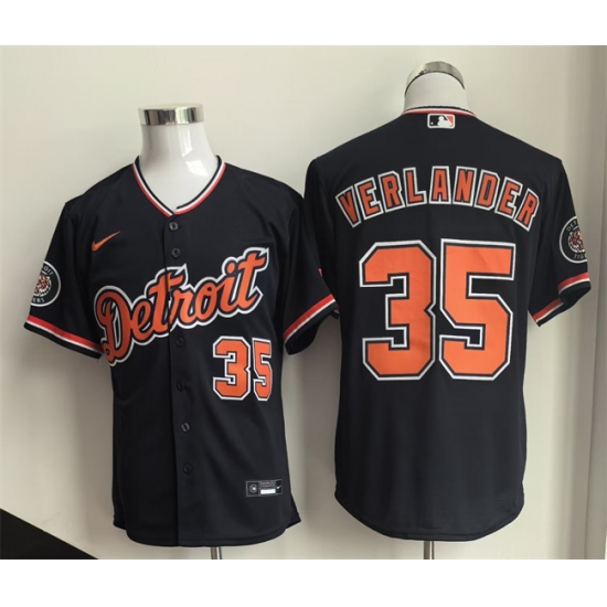 Men's Detroit Tigers #35 Justin Verlander Black 2026 Cool Base Stitched Baseball Jersey - Ujersey