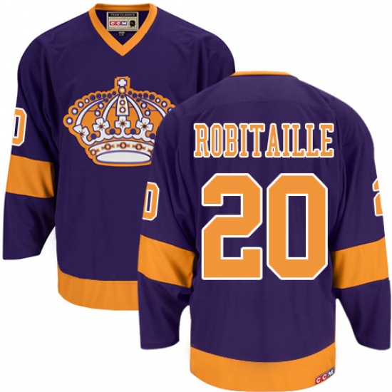 Men's CCM Los Angeles Kings #20 Luc Robitaille Authentic Purple Throwback NHL Jersey - Ujersey