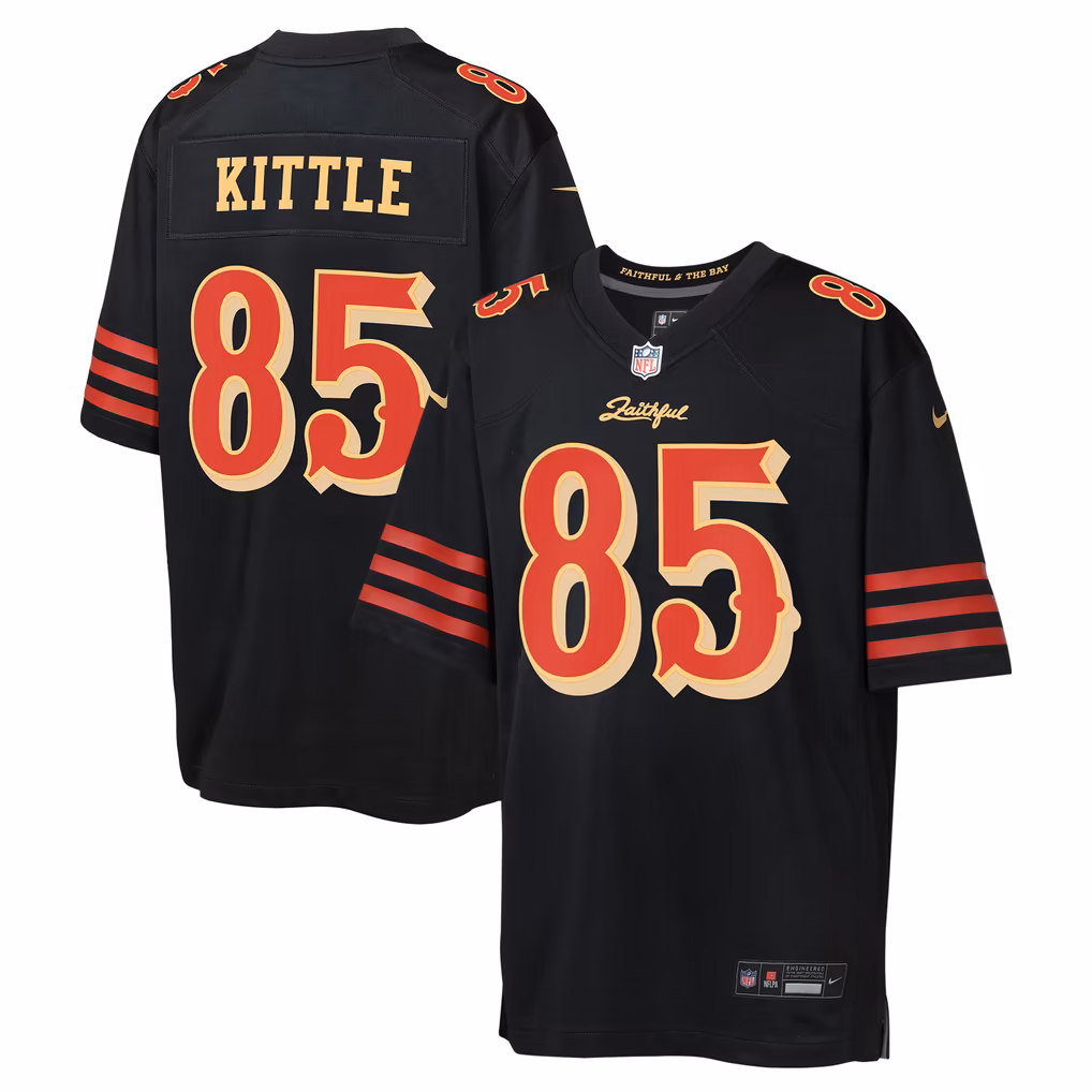 Youth San Francisco 49ers George Kittle Nike Black Rivalries Collection Game Jersey - Ujersey
