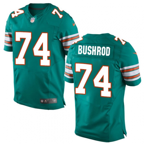 Men's Nike Miami Dolphins #74 Jermon Bushrod Elite Aqua Green Alternate NFL Jersey